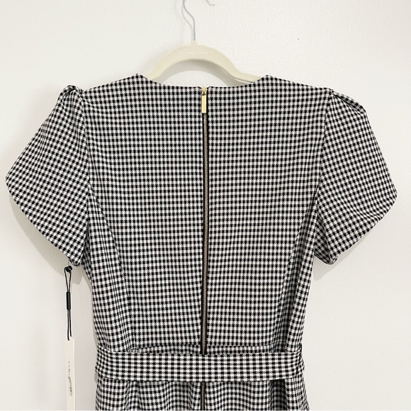 NWT Calvin Klein Tulip Sleeve Gingham Pattern Jumpsuit Tie Waist Pockets Size 12 - Picture 7 of 14